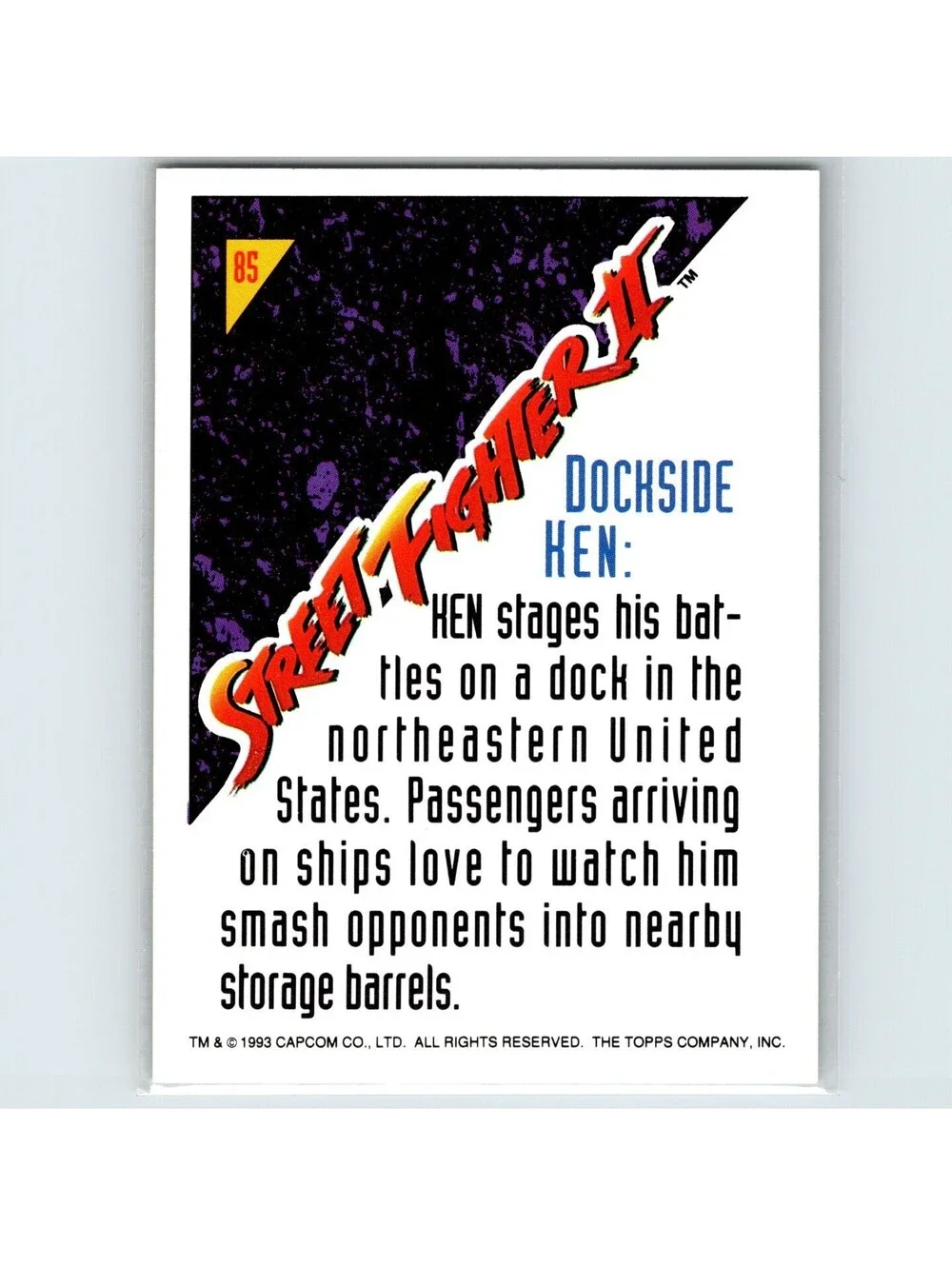 1993 Topps Street Fighter II Dockside Ken #85